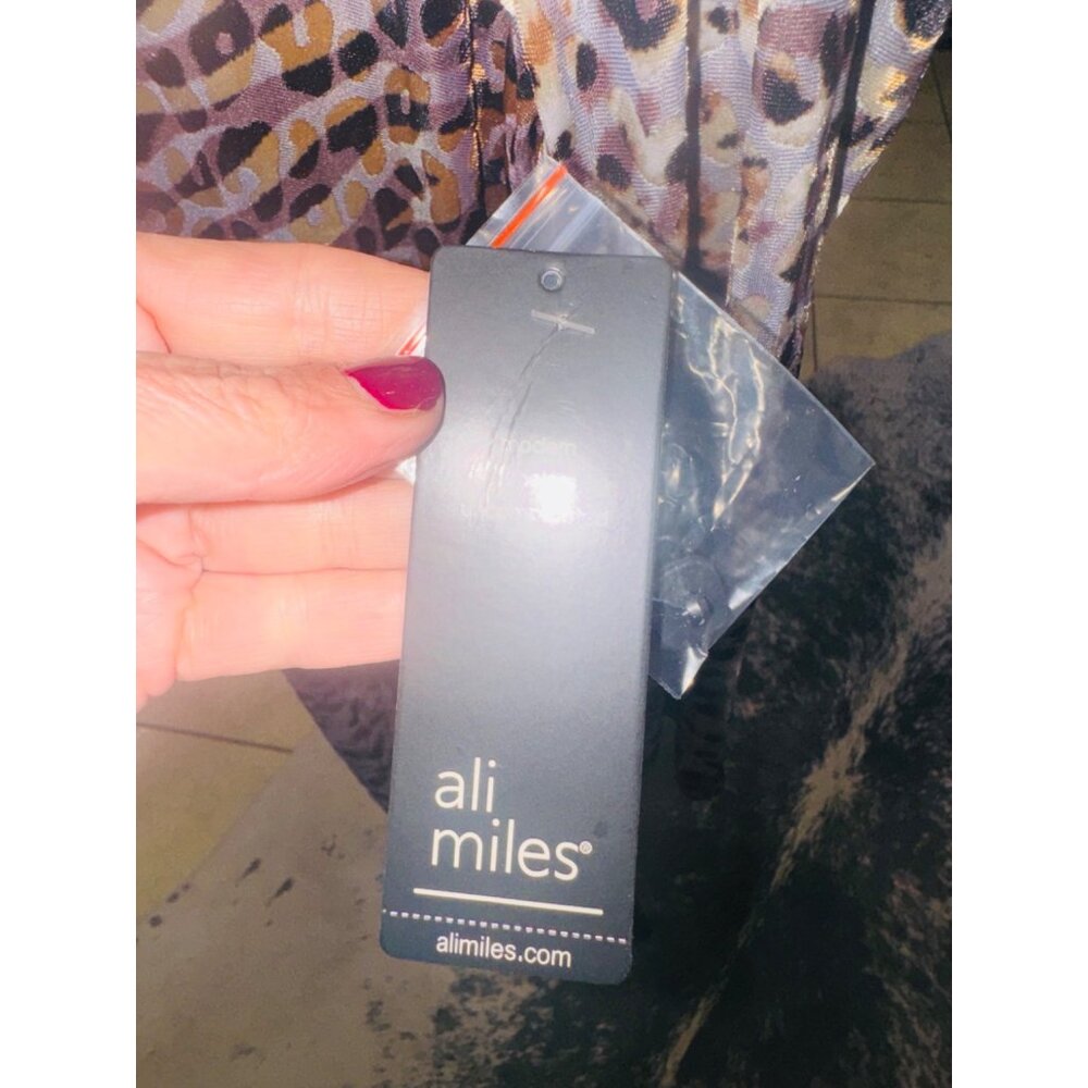 NWT Ali Miles Velour Burnout Mixed Animal Patchwork Print Blouse Artsy Career M - Picture 7 of 13